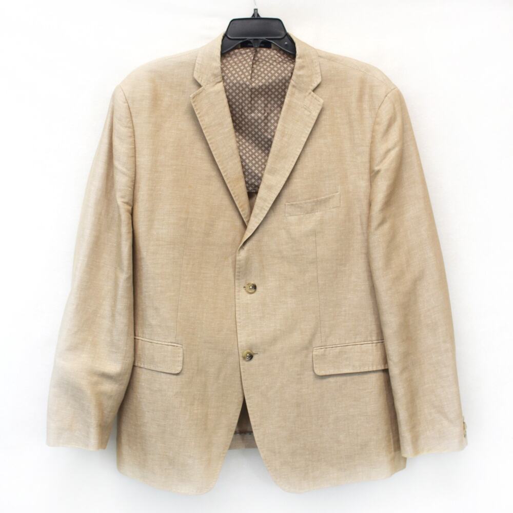 Alan Flusser Men's Linen Cotton Button Blazer Jacket Coat Preppy Lined Size 48R